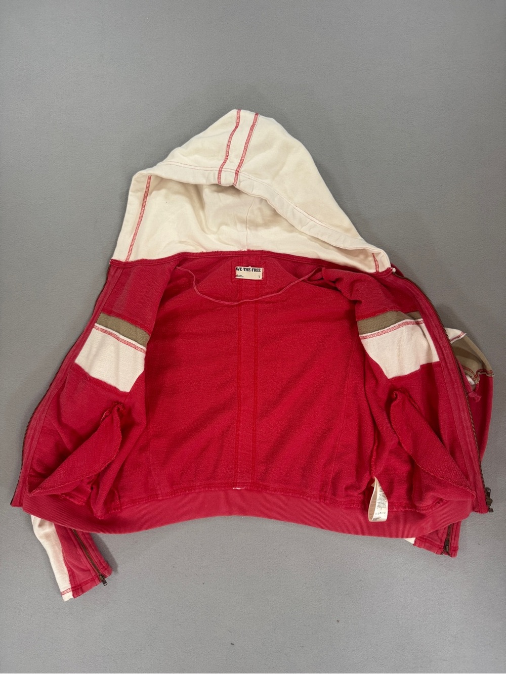 Free People We The Free Cori Moto Colorblock Zip Hoodie Jacket Small Festival - Picture 6 of 13